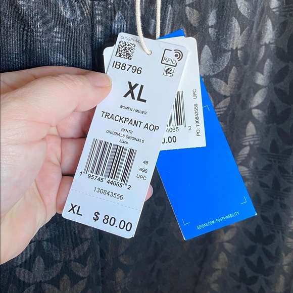 Adidas Wide Leg Trefoil Print Track Pants - Picture 5 of 7